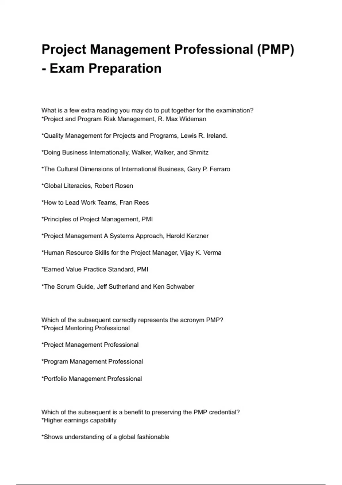 Pmp Test Questions Examples Project Management Professional (PMP) - Exam Preparation NEWEST 2025/ ...