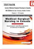 TEST BANK For Lewis's Medical Surgical Nursing in Canada&comma; 4th Edition by Jane Tyerman&comma; Shelley Cobbett&comma; Verified Chapters 1 - 72&comma; Complete Newest Version