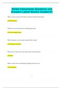Dental Instruments Questions and Answers Latest Version Graded A&plus;