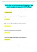 Basic Dental Instruments Questions and Answers Latest Version 100&percnt; Pass