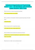 Industrial Organizational Psychology Exam 1 &lpar;Ch&period; 1-5&rpar; Questions and Answers  Latest Version 100&percnt; Pass