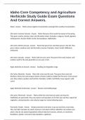 Idaho Core Competency and Agriculture Herbicide Study Guide Exam Questions And Correct Answers&period;