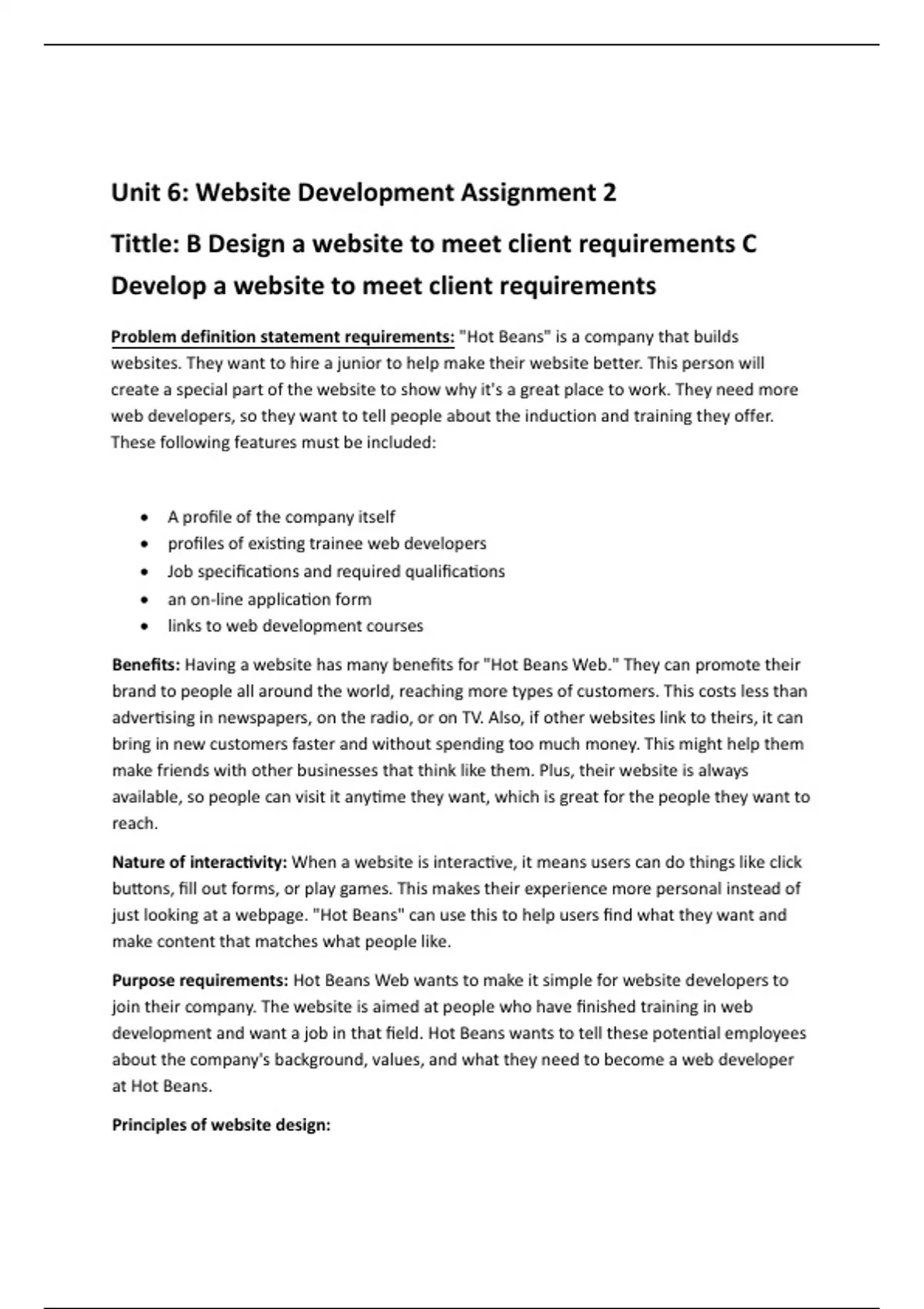 Unit 6 - Website Development (Assignment 2) Distinction Achieved - Unit ...