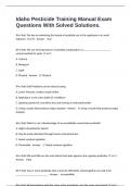 Idaho Pesticide Training Manual Exam Questions With Solved Solutions&period;