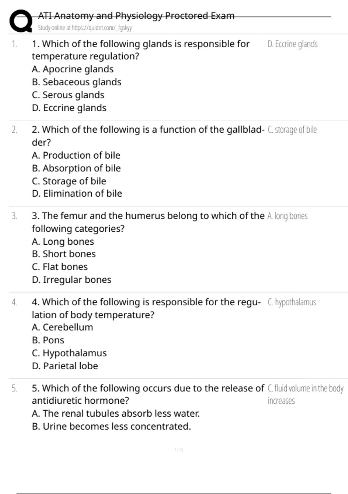 ATI Anatomy and Physiology Proctored Exam 2025. - ATI Anatomy and ...