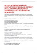 ACCUPLACER WRITING EXAM COMPLETE QUESTIONS AND CORRECT DETAILED ANSWERS &lpar;VERIFIED ANSWERS&rpar; &vert;ALREADY GRADED A&plus; NEW UPDATE