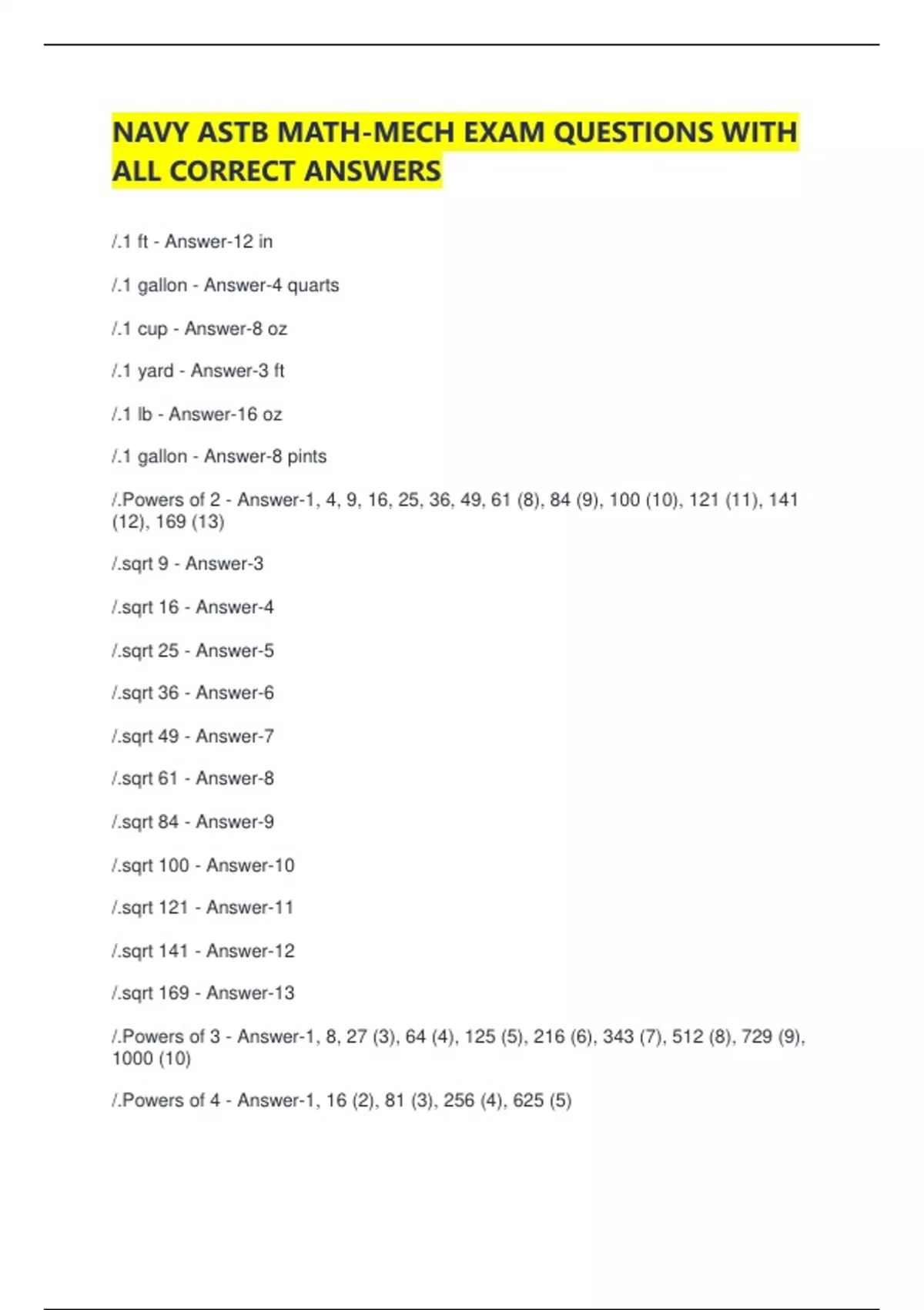 NAVY ASTB MATH-MECH EXAM QUESTIONS WITH ALL CORRECT ANSWERS - NAVY ASTB ...