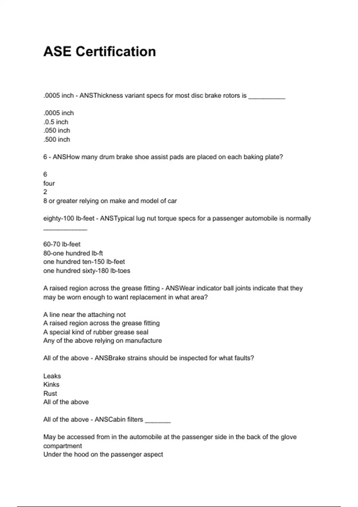 ASE EXAMS NEWEST 2025/2026 ACTUAL EXAM COMPLETE QUESTIONS AND CORRECT ...
