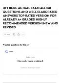 UFT IICRC ACTUAL EXAM ALL 150 QUESTIONS AND WELL ELABORATED ANSWERS TOP RATED VERSION FOR ALREADY A&plus; GRADED HIGHLY RECOMMENDED VERSION &vert;NEW AND REVISED