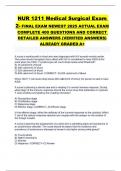 NUR 1211 Medical Surgical Exam 2- FINAL EXAM NEWEST 2025 ACTUAL EXAM COMPLETE 400 QUESTIONS AND CORRECT DETAILED ANSWERS &lpar;VERIFIED ANSWERS&rpar; ALREADY GRADED A&plus;