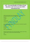 ACP - Personal Health & Wellness Exam Questions And Answers &vert;Latest 2025 &vert; Guaranteed Pass