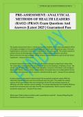PRE-ASSESSMENT&colon; ANALYTICAL METHODS OF HEALTH LEADERS &lpar;RAO2&rpar; &lpar;PRAO&rpar; Exam Questions And Answers &vert;Latest 2025 &vert; Guaranteed Pass