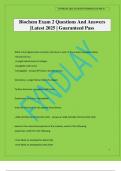 Biochem Exam 2 Questions And Answers &vert;Latest 2025 &vert; Guaranteed Pass