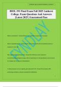 BIOL 191 Final Exam Fall 2025 Amherst College&period; Exam Questions And Answers &vert;Latest 2025 &vert; Guaranteed Pass