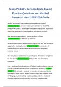Texas Podiatry Jurisprudence Exam &vert; Practice Questions and Verified Answers Latest 2025&sol;2026 Guide