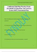 California Field Rep Practice Exam &lpar;Ecoshield&rpar; &num;2 Questions And Answers &vert;Latest 2025 &vert; Guaranteed Pass
