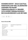 HONDROS BIO117 - EXAM 2&sol;ACTUAL QUESTIONS AND WELL ELABORATED ANSWERS TOP RATED VERSION&sol;ALREADY A&plus; GRADED WITH EXPERT FEEDBACK&vert;HIGHLY RECOMMENDED&vert;NEW AND REVISED