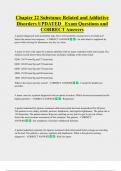 Chapter 22 Substance Related and Addictive  Disorders UPDATED   Exam Questions and  CORRECT Answers 
