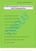 CMFO Exam Questions And Answers &vert;Latest 2025 &vert; Guaranteed Pass