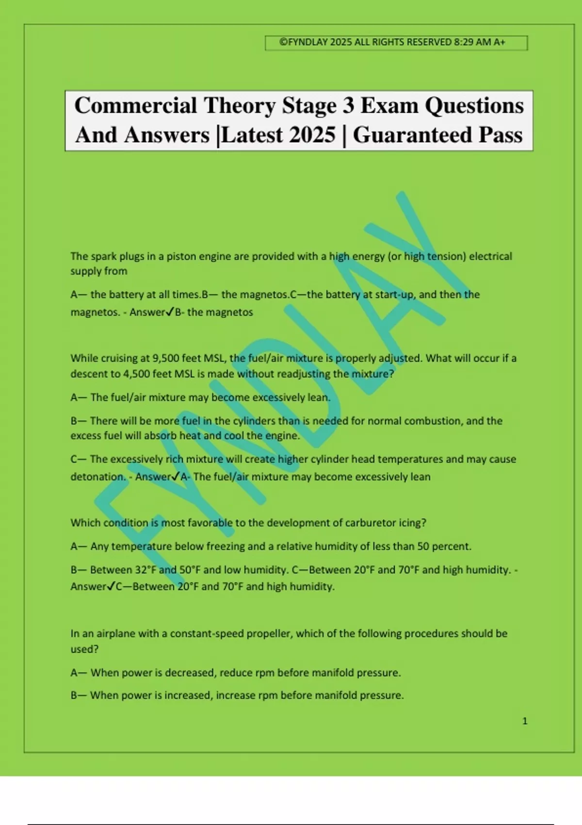 Commercial Theory Stage 3 Exam Questions And Answers |Latest 2025 ...