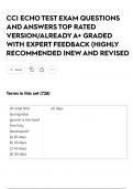 CCI ECHO TEST EXAM QUESTIONS AND ANSWERS TOP RATED VERSION&sol;ALREADY A&plus; GRADED WITH EXPERT FEEDBACK &lpar;HIGHLY RECOMMENDED &vert;NEW AND REVISED