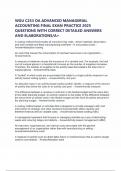 WGU C253 OA ADVANCED MANAGERIAL ACCOUNTING FINAL EXAM PRACTICE 2025 QUESTIONS WITH CORRECT DETAILED ANSWERS AND ELABORATIONS&sol;A&plus;