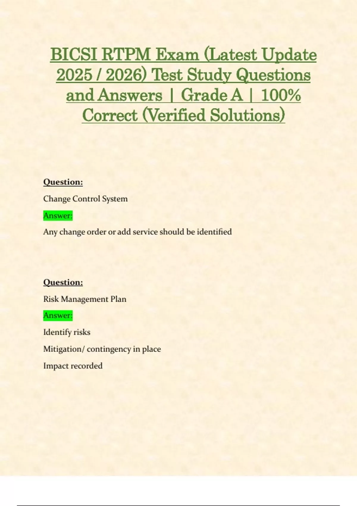 BICSI RTPM Exam (Latest Update 2025 / 2026) Test Study Questions and ...