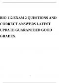 BIO 112 EXAM 2 QUESTIONS AND CORRECT ANSWERS LATEST UPDATE GUARANTEED GOOD GRADES&period;