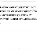 PATHO 3505 PATHOPHYSIOLOGY FINAL EXAM REVIEW QUESTIONS AND VERIFIED SOLUTION BY TUTORS LATEST UPDATE 2025&sol;2026 &period;
