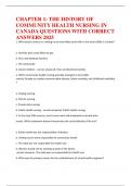 THE HISTORY OF COMMUNITY HEALTH NURSING IN CANADA QUESTIONS WITH CORRECT ANSWER