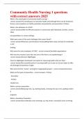 Community Health Nursing 1 questions with correct answers 2025