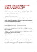 COMMUNITY HEALTH NURSING QUESTIONS WITH CORRECT ANSWERS 2025