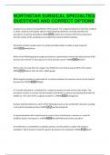 NORTHSTAR SURGICAL SPECIALTIES NORTHSTAR SURGICAL SPECIALTIES  QUESTIONS AND CORRECT OPTIONS 