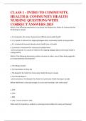 CLASS 1 - INTRO TO COMMUNITY&comma; HEALTH & COMMUNITY HEALTH NURSING QUESTIONS WITH