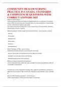 COMMUNITY HEALTH NURSING PRACTICE IN CANADA QUESTIONS WITH CORRECT ANSWERS