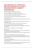 THE HISTORY OF COMMUNITY HEALTH NURSING IN CANADA V QUESTIONS WITH CORRECT