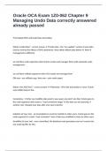 Oracle OCA Exam 1Z0-062 Chapter 9 Managing Undo Data correctly answered already passed