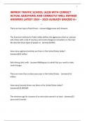 IMPROV TRAFFIC SCHOOL &lpar;AZ&rpar;B WITH CORRECT ACTUAL QUESTIONS AND CORRECTLY WELL DEFINED ANSWERS LATEST 2024 &ndash; 2025 ALREADY GRADED A&plus;