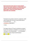 RELIAS RN BASIC MATH ABILITY EXAM NEWEST  2025 ACTUAL EXAM COMPLETE 70 QUESTIONS AND  CORRECT DETAILED ANSWERS&sol;RELIAS RN BASIC  MATH ABILITY PRACTICE EXAM COMPLETE  QUESTIONS AND ANSWERS The physician has written an order for a medication&comma; 3&comma;000  units to