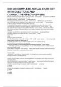 BIO 140 COMPLETE ACTUAL EXAM SET WITH QUESTIONS AND CORRECT&sol;VERIFIED ANSWERS