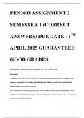 PEN2603 ASSIGNMENT 2 SEMESTER 1 &lpar;CORRECT ANSWERS&rpar; DUE DATE 11TH APRIL 2025 GUARANTEED GOOD GRADES&period;