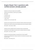 Engine Repair Test 1 questions with verified answers already passed