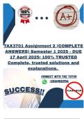 TAX3701 Assignment 2 (COMPLETE ANSWERS) Semester 1 2025 - DUE 17 April 2025