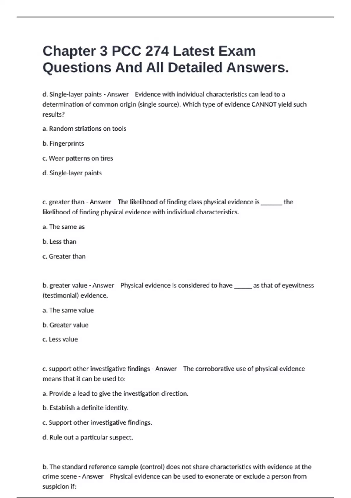 Pcc Question Examples Chapter 3 PCC 274 Latest Exam Questions And All Detailed Answers. - PCC ...
