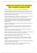 Health Care Systems Test Questions With Complete Solutions 2025