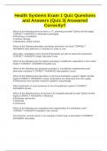 Health Systems Exam 1 Quiz Questions and Answers &lpar;Quiz 3&rpar; Answered Correctly&excl;&excl;