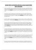 EXAM PREP CUSTOMER SERVICE & SALES QUESTIONS AND ANSWERS