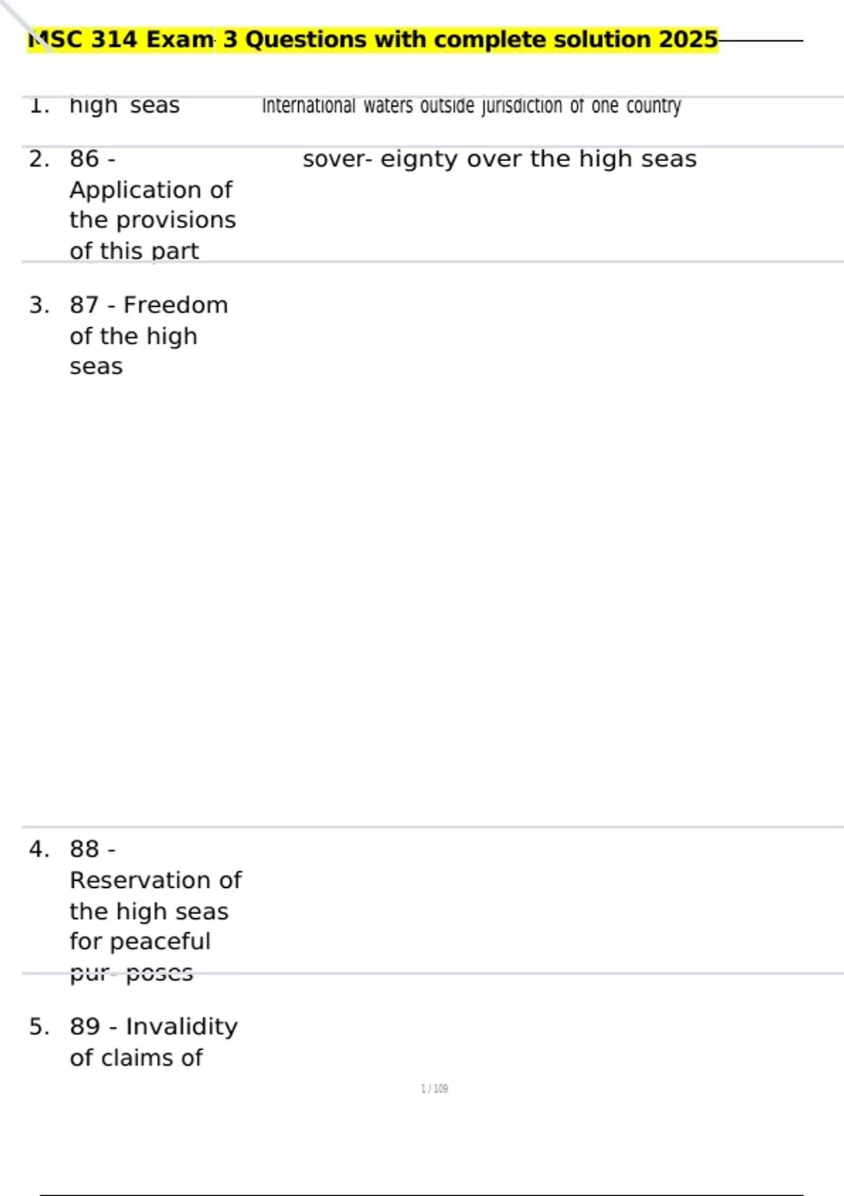 MSC 314 Exam I Question and answers 100% correct 2025 - MSC 314 - Stuvia US