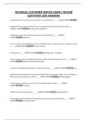TECHNICAL CUSTOMER SERVICE EXAM 1 REVIEW QUESTIONS AND ANSWERS
