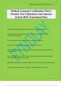 Medical Assistant Certification &lpar;MAC&rpar; Practice Test 2 Questions And Answers &vert;Latest 2025 &vert; Guaranteed Pass